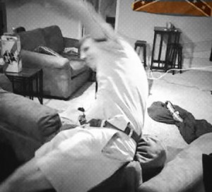 Fergeuson County St Louis police chief living room with confederate flag